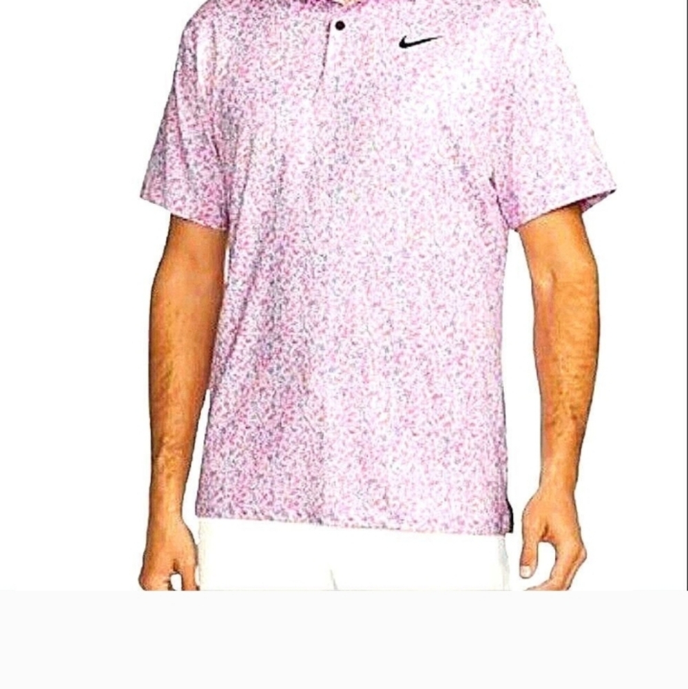 Nike Men's Light Pink Patterned Polo Shirt
